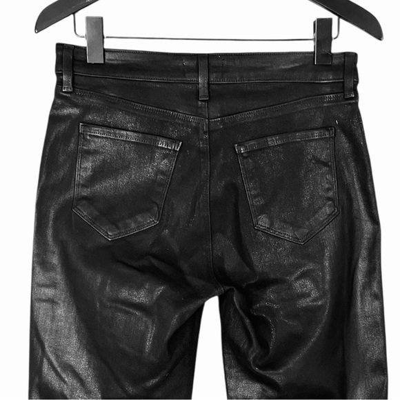 L’AGENCE Kendra Coated Cropped Flare Jean in Black With Raw Hem Size 27 - Picture 11 of 12